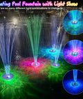 Floating Pool Fountain With LED Lights For Nighttime Glow 2 Sprinkler Modes Waterfall Effect Outdoor Pump display