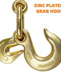 Zinc plated grab hook for Two Pack Ratchet Load Binder Set 3/8 To 1/2 Inch With 1/2 Inch Grab And Slip Hooks