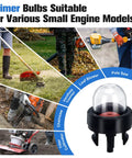 Collage of Four Pack 188-512 Primer Bulbs For Small Engine Tools Snap In Replacement For Chainsaws, Leaf Blowers, Trimmers