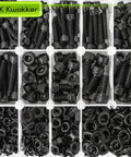 1160Pcs Metric Bolts And Nuts Kit With M3 M4 M5 M6 Hex Socket Head Cap Screws, 12.9 Alloy Steel, Zinc Plated, Organized Box