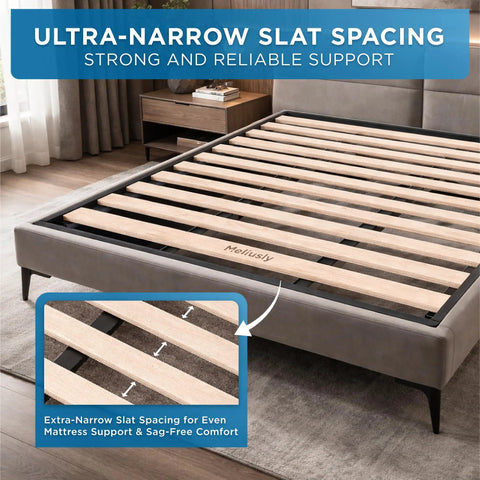 Heavy Duty King Bunkie Board Under Mattress Support Platform Bed Foundation With Precision Cut Inner Rail Drop In Design showing ultra-narrow slat spacing.