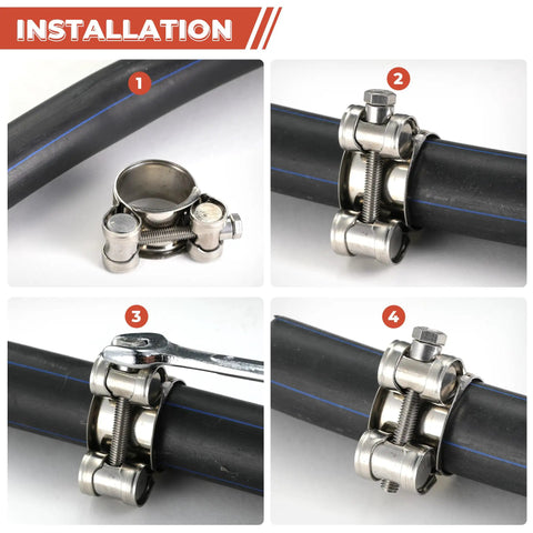 Top Shelf Adjustable T Bolt Hose Clamps Made From Bulletproof 304 Stainless Steel Heavy Duty Pipe Strap Set Gives You A Sweet Grip On One Point Zero Two To One Point One Zero Inch Tubing For Your Future Ride