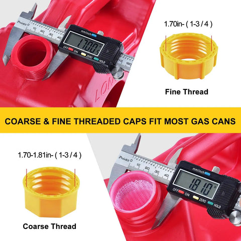 Spout Replacement Kit For Gas Cans 1/2, 5, 10 Gallon Easy Pour Nozzle Fits Most Cans Yellow HDPE fine and coarse thread caps