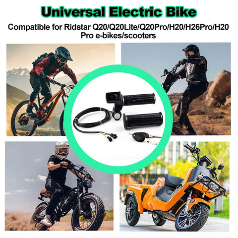 Twist Throttle Replacement For 48V E Bikes And Scooters With LCD Display And Two Keys Compatible With Ridstar Q20 Q20Lite
