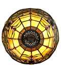 Fieldstone Finish Table Lamp With Art Glass Shade In Black, Tiffany Inspired Lighting, top view of stained glass shade