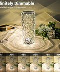 Rose Lamp With 16 Colors RGB Night Light, USB Rechargeable Touch Desk Lamp, Diamond Cut Acrylic LED Mood Light, on table