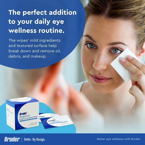 Bruder Hygienic Eyelid Cleansing Wipes box with two sachet packets