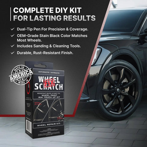 Anthracite Gray Rim Touch Up Paint And Wheel Scratch Repair Set With Dual Tip Applicator For Alloy Wheels To Effortlessly Fix Curb Rash And Keep Your Ride Looking Crisp Year Round, DIY kit with tools and durable finish.