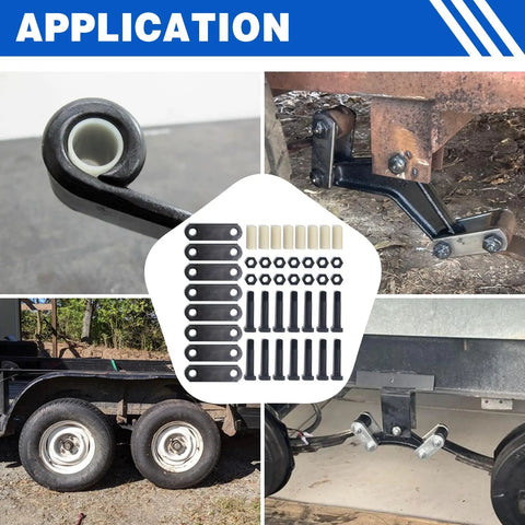 Heavy Duty Trailer Axle Shackle Bolt Kit For Tandem Axle Systems Three And One Eighth Inch Shackle Straps 312 shown in use