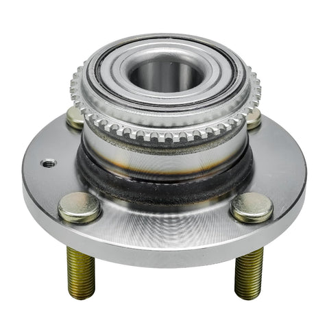 Close-up view of Two Pack Rear Wheel Bearing And Hub Assembly With ABS Ring For Mitsubishi Lancer ES 2002 To 2007 2.0L L4 4 Lug Replacement Set With Corrosion Resistant Studs And Long Lasting Finish.