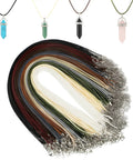 Bundle of 100 piece waxed leather necklace cords with clasps in earth tone colors, 20 inch, for DIY jewelry making.