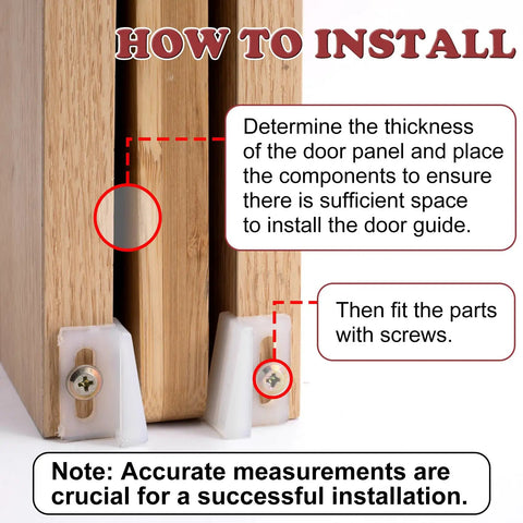 Installation guide for 4 Pack Pocket Door Bottom Guide Set Plastic Sliding Door Hardware Adjustable Floor Mounted Guides