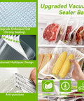 Premium Vacuum Sealer Bags 6 Pack With 3 Rolls 11x20 And 3 Rolls 8x20 BPA Free in use for food storage in fridge
