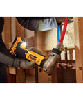 20V Max PEX Expander Tool Kit for 1 Inch Tubing with automatic rotating head in use, showing LED work light.