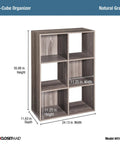 6 Cube Storage Organizer With Vertical Or Horizontal Setup Easy Assembly Modular Cube Shelves for Living Room Natural Gray