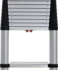 Extra Wide Step Telescoping Ladder With 16 Ft Reach And 12.5 Ft Height Aluminum Extension Ladder Type 1A 300 Lb Rated 3.375 Inch Wide Rungs folded