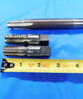 Set Of 3 HSS HSG Pipe Taps 3/8-18 NPTF Interrupted Design For Clean, Precise Threads In Plumbing And Fabrication, Ideal For Industrial Shops, Machining, Metalworking, And Pro Plumbing Projects BT2458AY3 placed next to a tape measure