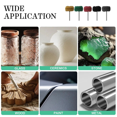 100 Pack Beefed Up Dual Layer Abrasive Polishing Wheels And Knockout Buffing Discs Built For Heavy Lifting Metal Deburring And Surface Prepping With Assorted Grits For Your Rig shown on various materials like glass, ceramics, wood, and metal.