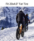 Two bikers on snowy trail using 20X4.0 Bike Inner Tubes with Schrader Valve Butyl Rubber Replacement Tubes for 20 Inch E Bikes Road