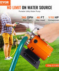 Portable Electric Water Transfer Pump 360 GPH 46 Ft Max Head 115V Utility Pump With Hose Kit in use watering garden.