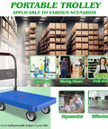 Beefy Heavy Duty Foldable Platform Cart With 880 Lb Capacity And 360 Degree Swivel Wheels shown in warehouse setting