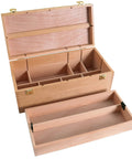 Durable Wooden Art Box With Locking Clasps And Removable Tray, Multi Function Tool Organizer For Brushes Pencils Erasers