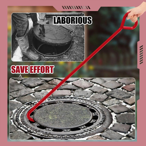 Heavy Duty Manhole Cover Hook 36 Inch With Five Eighth Inch Hex Alloy Steel Lifter And Inline Handle For Lid Pulling in use