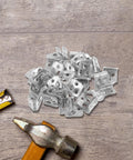 Heavy Duty Spring Clips With Soft Rubber Design, 100 Pack S Clips For Secure Sofa Spring Fixation, hammer and ruler on wood
