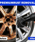 Wheel Hub Resurfacing Kit With Six Cleaning Pads For Rust Removal On Lug Studs And Brake Rotors, Before and After Image