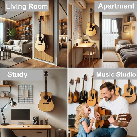 Solid Guitar Wall Mount 2 Pack U Shaped Wood Hanger Hand Polished Display Rack For Bedroom Studio Sturdy Rig Storage For Electric Acoustic Guitars You Will Dig This