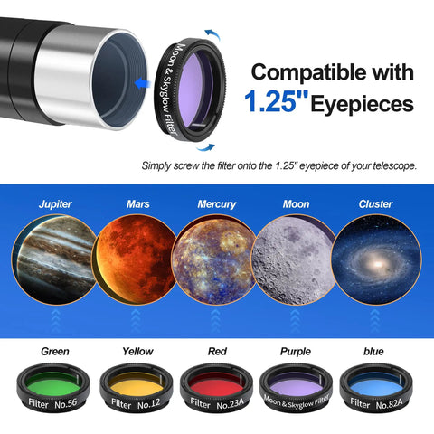 150mm Aperture Reflector Telescope For Adults With 750mm Focal Length Includes 5 Color Filters and eyepiece compatibility