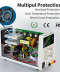 Inside view of Variable DC Power Supply 60V 5A Bench Lab Power Supply with 3 Digit LED Display showing internal components