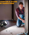 Rechargeable Handheld Spotlight 2,000,000 Lumen Led Flashlight used hands-free on construction site
