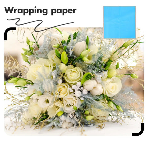Blue Waterproof Floral Wrapping Paper Foldable 20 Sheets For Bouquets Party Decor And Gift Packaging Durable Plastic Flower Wrap