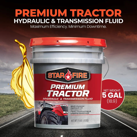 Premium Tractor Hydraulic And Transmission Fluid For Tractors, Wet Brakes, And Off Highway Equipment, 5 Gallon Pail, Multi Purpose Hydraulic Oil, J20C Spec Equivalent, Tough Protection And Smooth Shifts