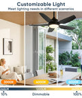 42 Inch Outdoor Ceiling Fan With Lights, IP65 Weatherproof, App And Remote Control, Dimmable 3CCT LED in modern living area