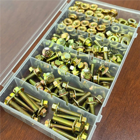 Heavy Duty Alloy Steel Hex Bolts Nuts And Washers Set 264 Piece Zinc Plated Metric Fasteners Kit For DIY Projects And Quick Home Repairs Built Tough For Automotive And Equipment, assorted bolts in organizer