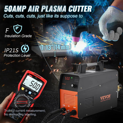 50 Amp Plasma Cutter For Clean Fast Metal Cutting No Fuss Dual Voltage 110V Or 220V Inverter IGBT With Plasma Torch operational display