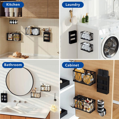 4 Pack No Drill Cabinet Door Lid Organizer For Plastic And Tumbler Lids Wall Mounted Kitchen Storage With Magnetic Straw Holder in various uses.