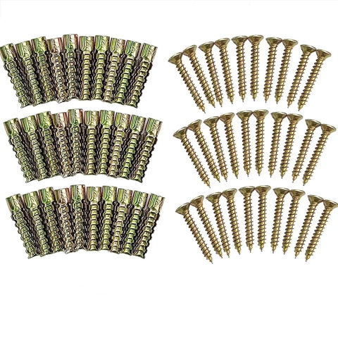 Heavy Duty Hinge Repair Screw Kit With 6 By 14 Mm Expansion Anchors For Stripped Holes Secure Cabinet And Door Fastening Prevent Sagging