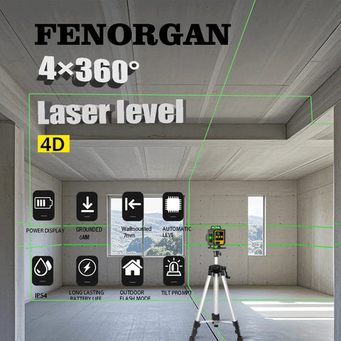 16 Lines Self Leveling Laser Level With LCD Power Display 4x360 Degree Green Cross Lines Dual Horizontal And Vertical Planes in room