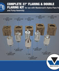 Mastercool 71098 37°/double flaring adapter set; silver metal adapters, hydraulic tool compatible, 3/16–1/2 in range