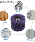 Heavy Duty Rust Buster Wheel Set For Paint And Oxidation Removal, Poly Strip Disc Abrasive, applications on metal, wood, paint shown