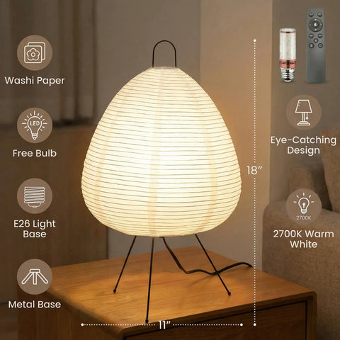 Noguchi Inspired Rice Paper Lamp Dimmable Japanese Paper Lantern For Cozy Japandi Vibe With Soothing Ambient Glow Washi Shade And Handcrafted Craftsmanship Perfect For Living Room Or Bedroom