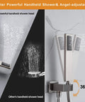 Rain Shower System With Handheld Spray, 10 Inch Wall Mounted Luxury Showerhead Set In Brushed Gold, dual spray function display