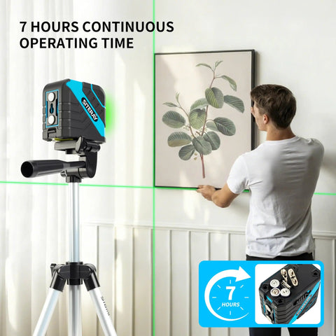 Self Leveling Laser Level With Tripod And Magnetic Base, 98.5ft Green Cross Line Laser For Tile, Picture Hanging, DIY And Home Improvement, Easy Brightness Adjustments, Includes AA Batteries And Carrying Pouch, Bang For Your Buck on tripod for picture hanging