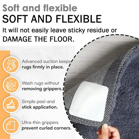 Eight Pack Rug Tape Pads Non Slip Rug Pad Gripper Anti Skid Stickers For Area Rugs Prevent Sliding Grip Corners with features