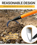 Pre Sharpened Garden Hoe 57 Inch Heavy Duty Weeding Tool with 8.3 Inch Blade and Fiberglass Handle in use on soil