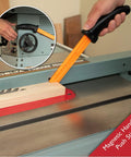 Pro Grade 4 Piece Woodworking Safety Kit Magnetic Handle Push Stick in use on table saw for safe cutting operations