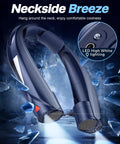 Hands Free Neck Fan With LED Book Light, Portable Cooling For Outdoor And Indoor Use, 6000mAh Rechargeable Battery Delivers 6-20 Hours